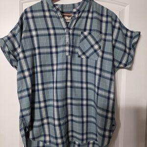 J. Crew Plaid Button-Down Shirt in Blue and White